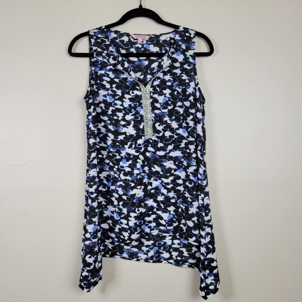 Juicy Couture Sleeveless Blue Black Printed Top